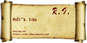 Rák Ida névjegykártya