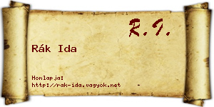 Rák Ida névjegykártya